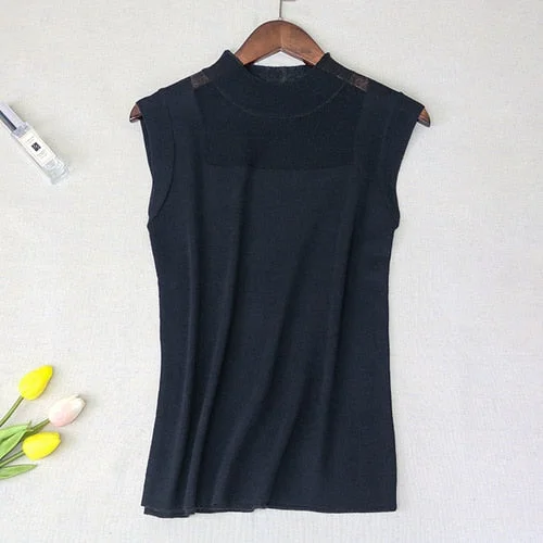 Sexy Women Top Fashion Women White Shirt Sexy Street Style Ladies Tops Tank Tops Knitted Solid Wild Ice Silk Knitting 2922 50