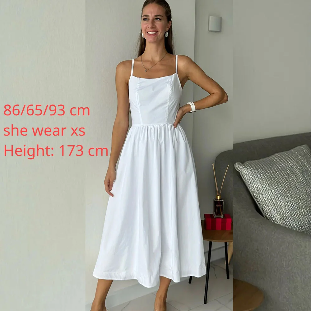 Colourp elegant and pretty women's dresses Midi White Vacation Dress Spaghetti Strap Beach Dress A Line Party Dresses 2023