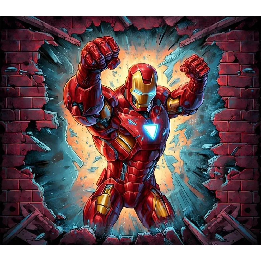 Diamond Painting - Full Round Drill - Iron Man Breaking Wall(Canvas|40*35cm)