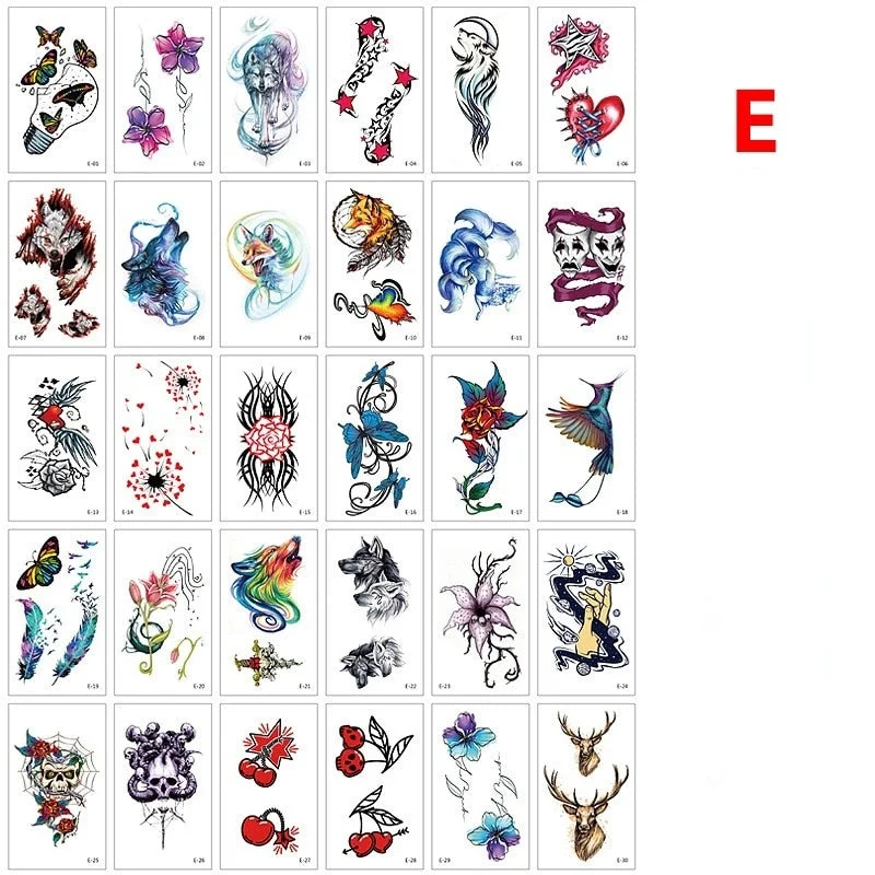 30pcs Ankle Black Line Body Art Flash Fake Waterproof Temporary Tattoos Women Arm Leg Chest Tatto Stickers Custom Flower Tatoos