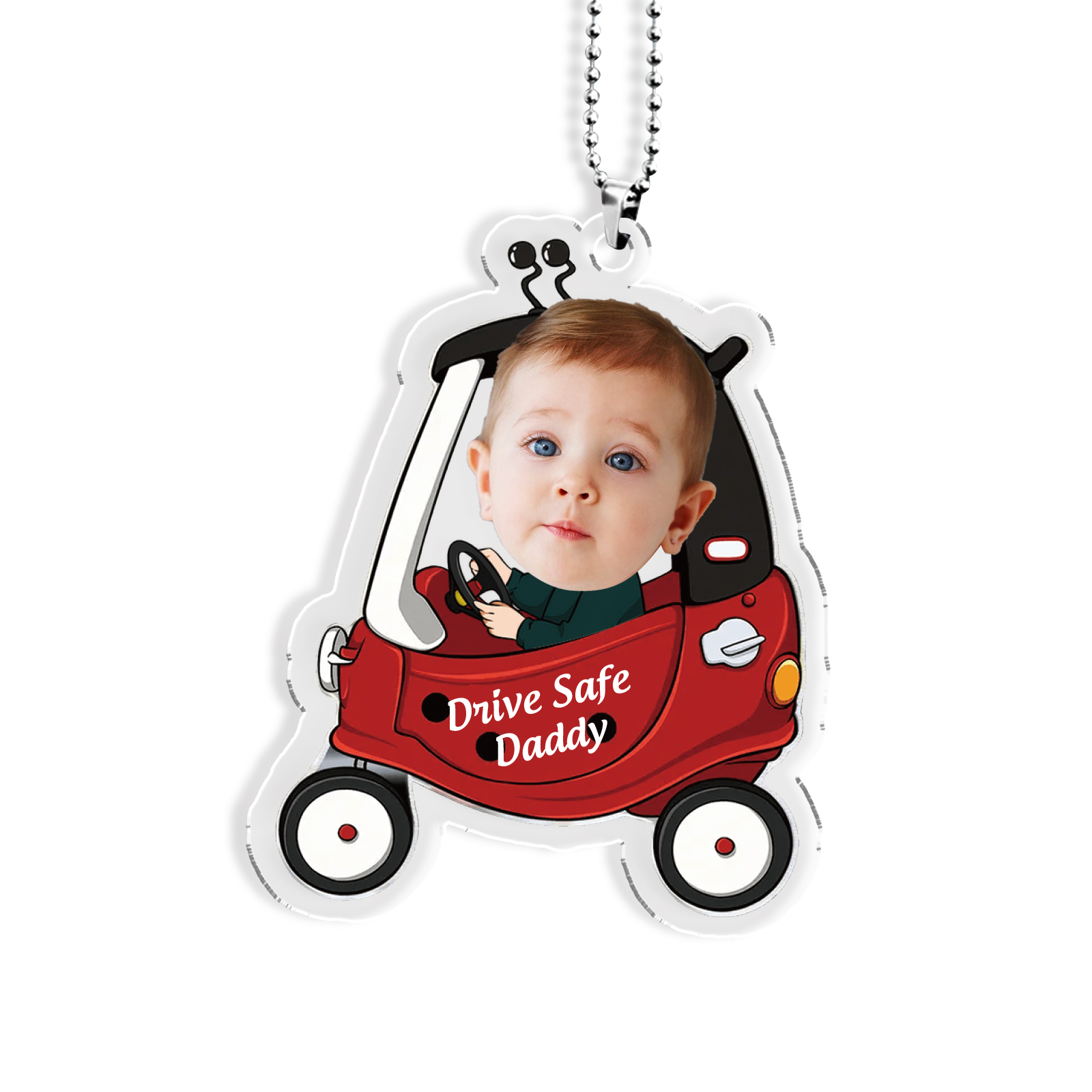 Personalised Car Hanging Ornament Custom Photo & Text & Name Keychain Acrylic Pendant Gift for Dad/Mom-Jessemade AU
