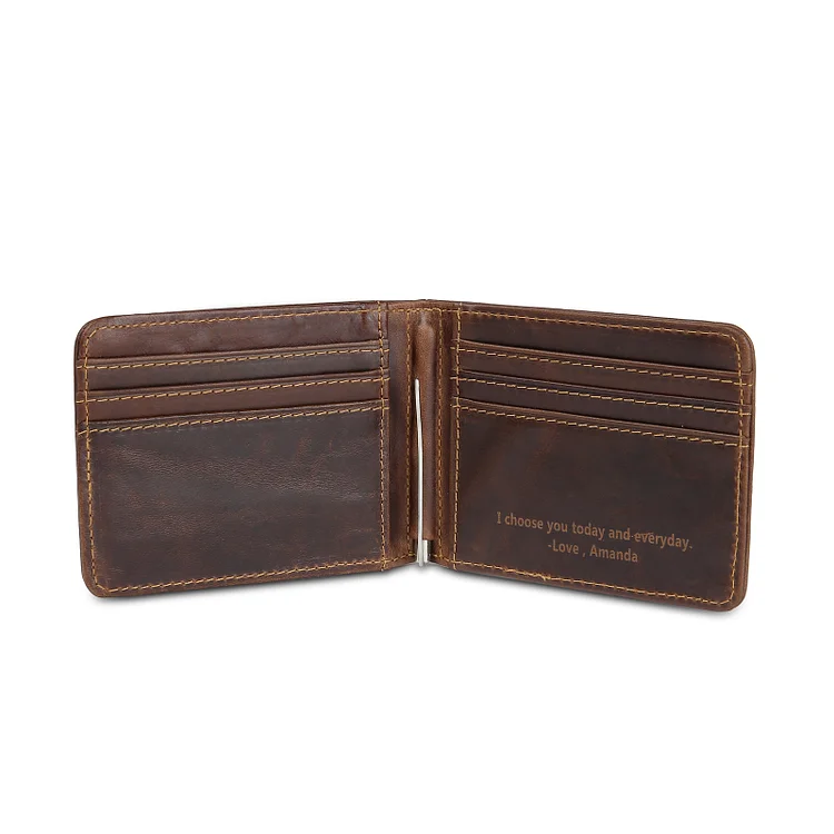 Portafoglio in pelle per uomo 1 foto personalizzabile nero