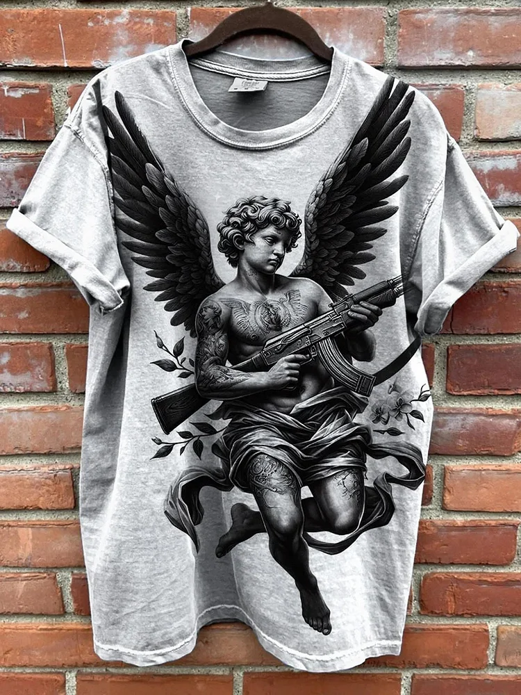 Teecade Teecade Dark Angel Print T-shirt