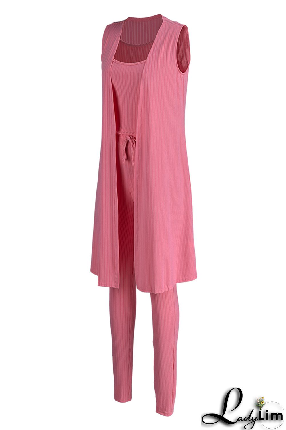 Sky Blue Fashion Casual Solid Patchwork Sleeveless Three-piece Set