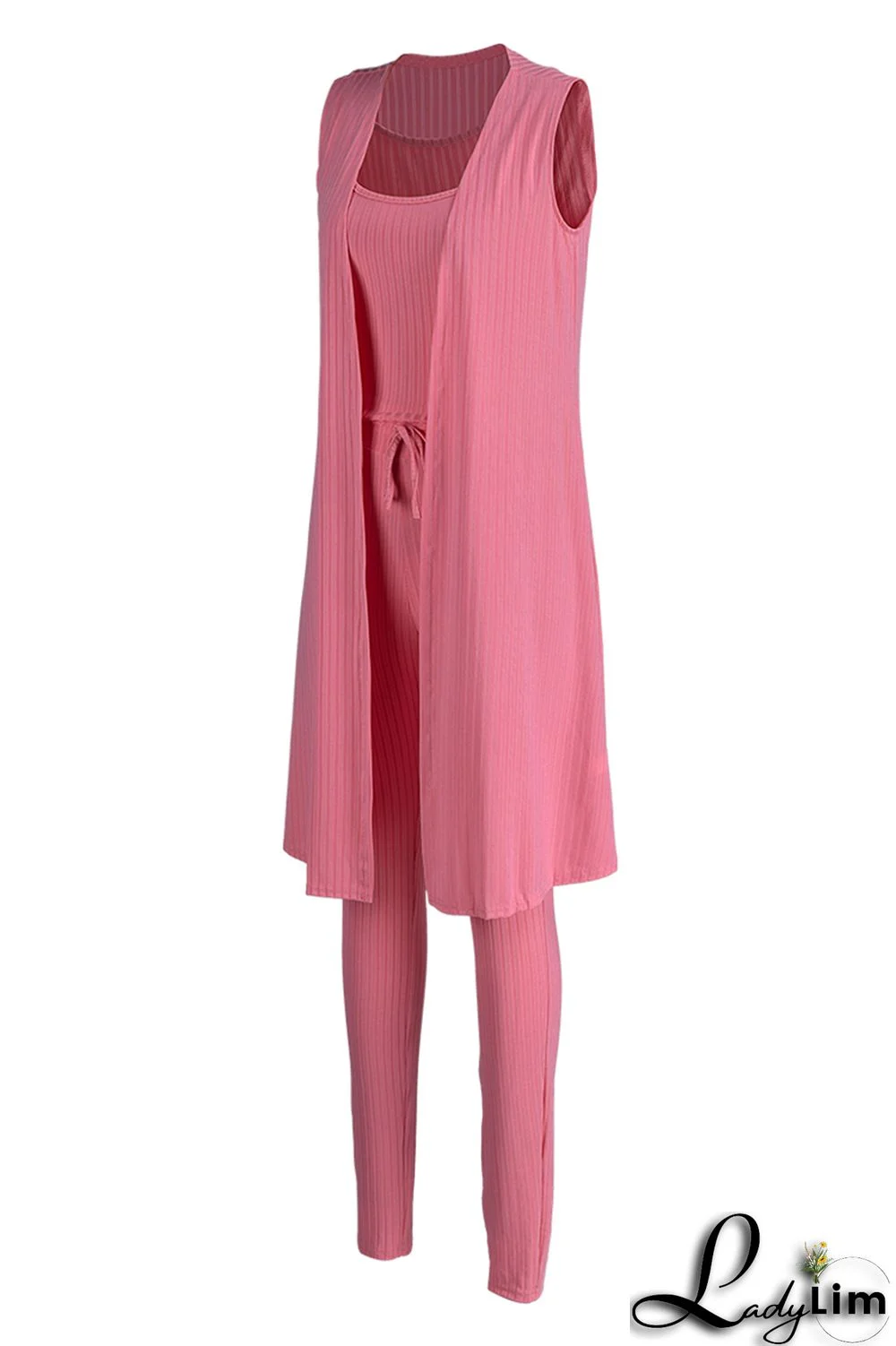 Sky Blue Fashion Casual Solid Patchwork Sleeveless Three-piece Set