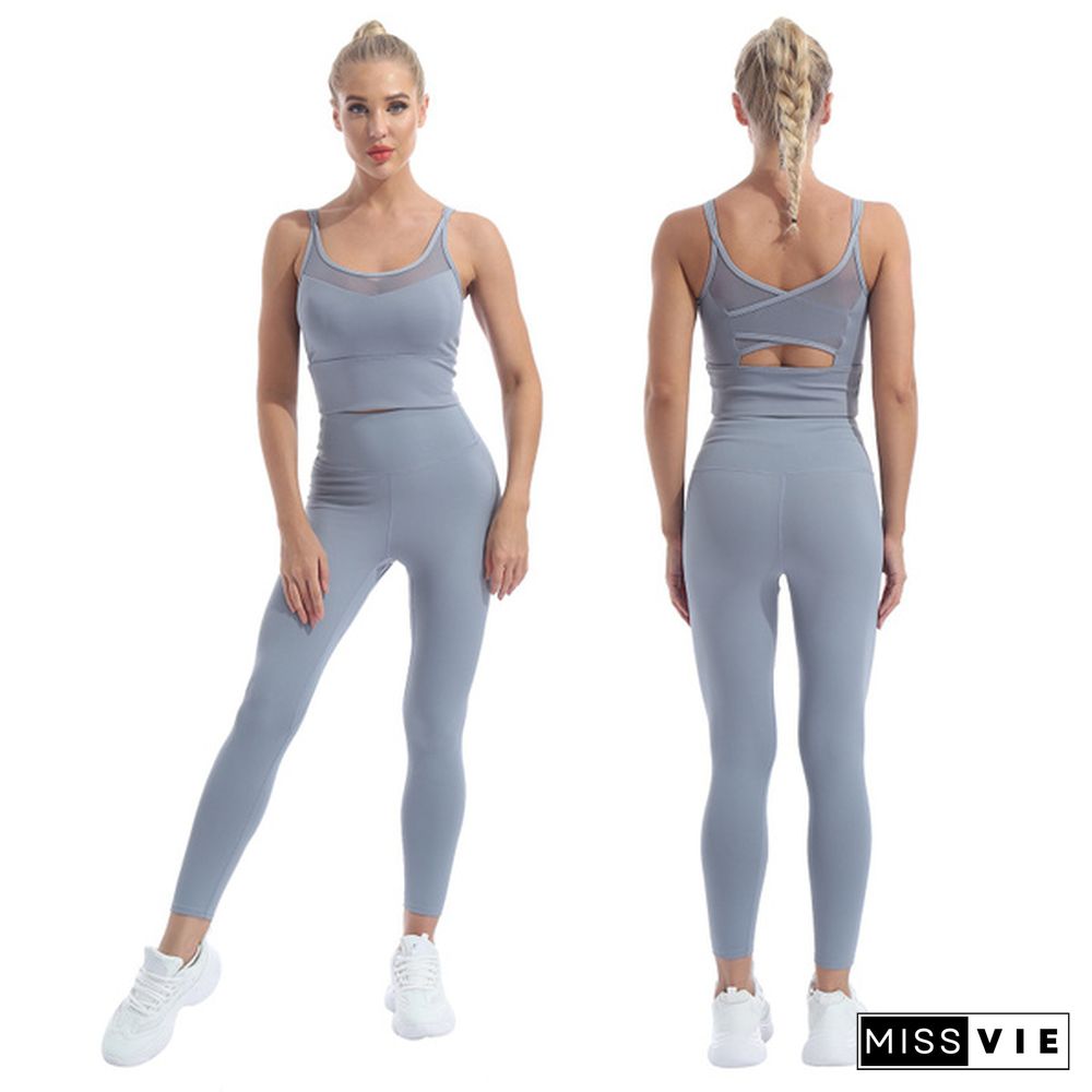 Women's Workout Outfit 2 Pieces Yoga Leggings with Sports Bra Gym Clothes Set