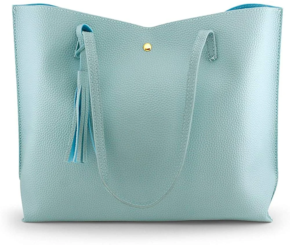 Women Large Tote Bag - Tassels Faux Leather Shoulder Handbags