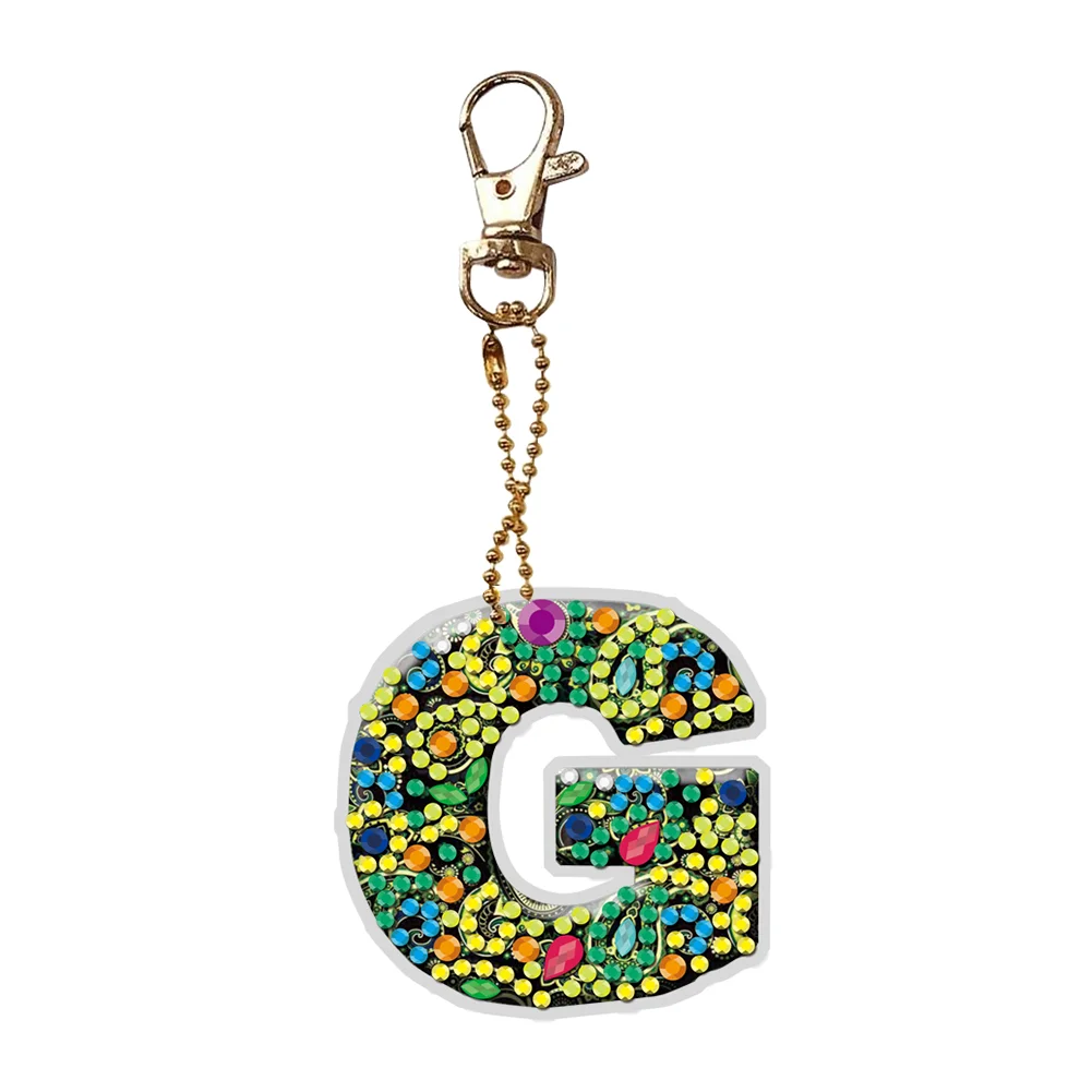 DIY Handmade Gem Keychains Letters Lady Bag Pendant