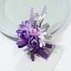 10PCS Purple Wedding Catering Bridal Groom Guests Corsage Boutonniere Wrist Artificial Flower Bouquets