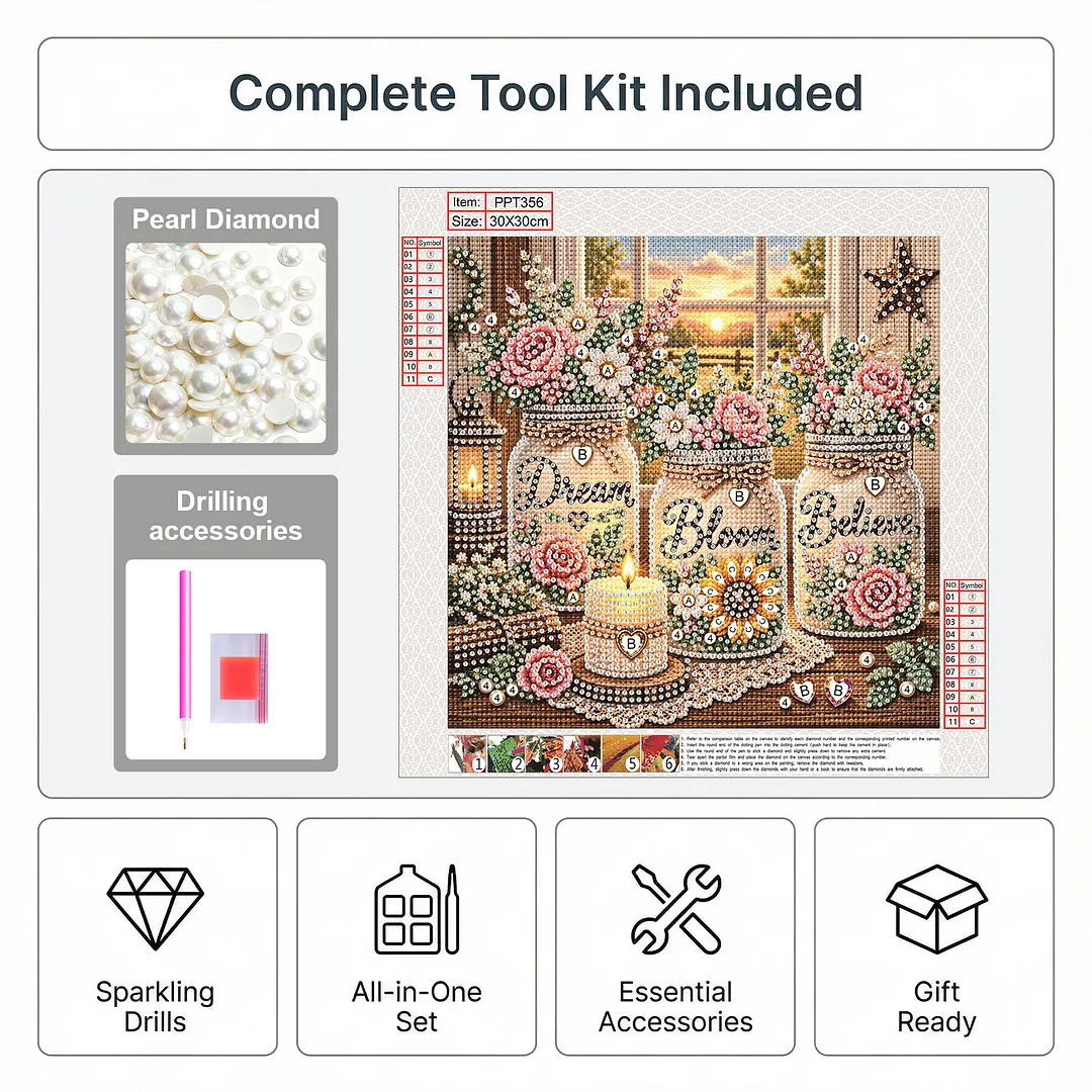 Pearl Painting Kit for Adults Inspirational Jar Art 11.81x11.81in