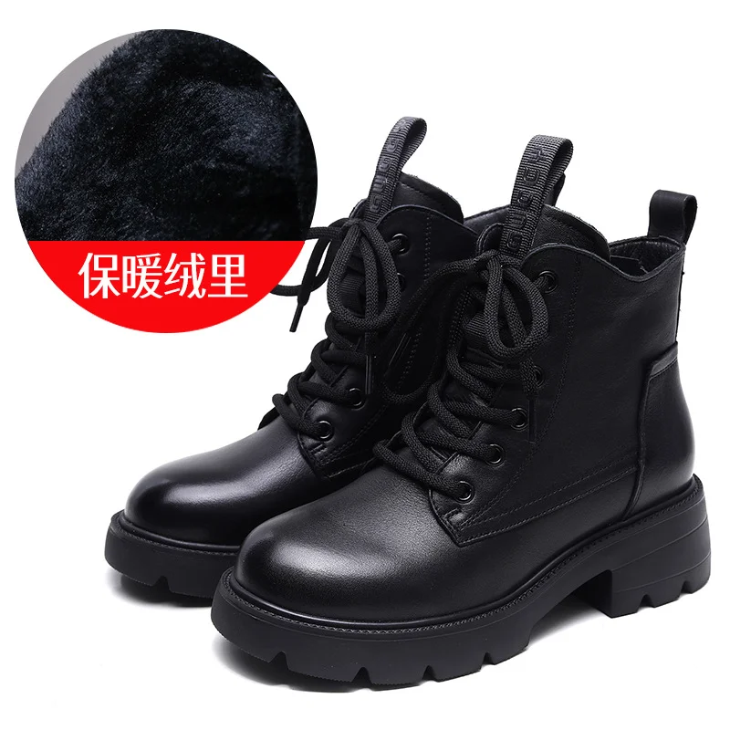 Yyvonne Layer Of Kraft Rubber Foam Bottom Single And Velvet Inner Leather Martin Boots Girl With A Hundred