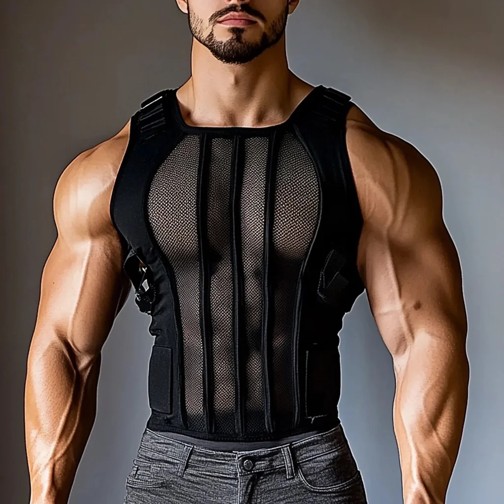 Men's Sheer Mesh Personalized Zipper Sleeveless Tank-inspireuse