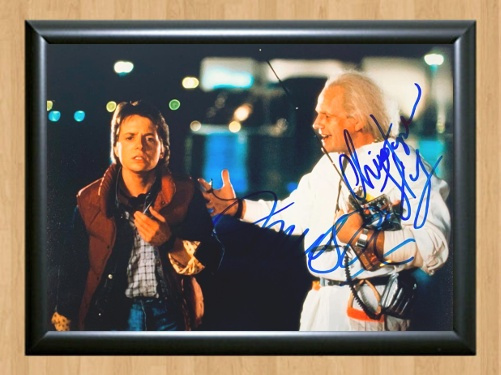 Back to the Future Christopher Lloyd Michael J. Fox Signed Autographed Photo Poster painting Poster A3 11.7x16.5