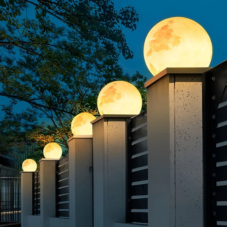 Glass Moon Waterproof LED Modern Solar Post Caps Lights Pillar Light - Appledas