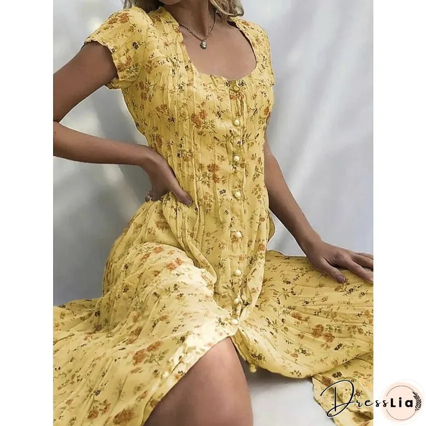 Floral Print Women's Short Sleeve Shift Dress