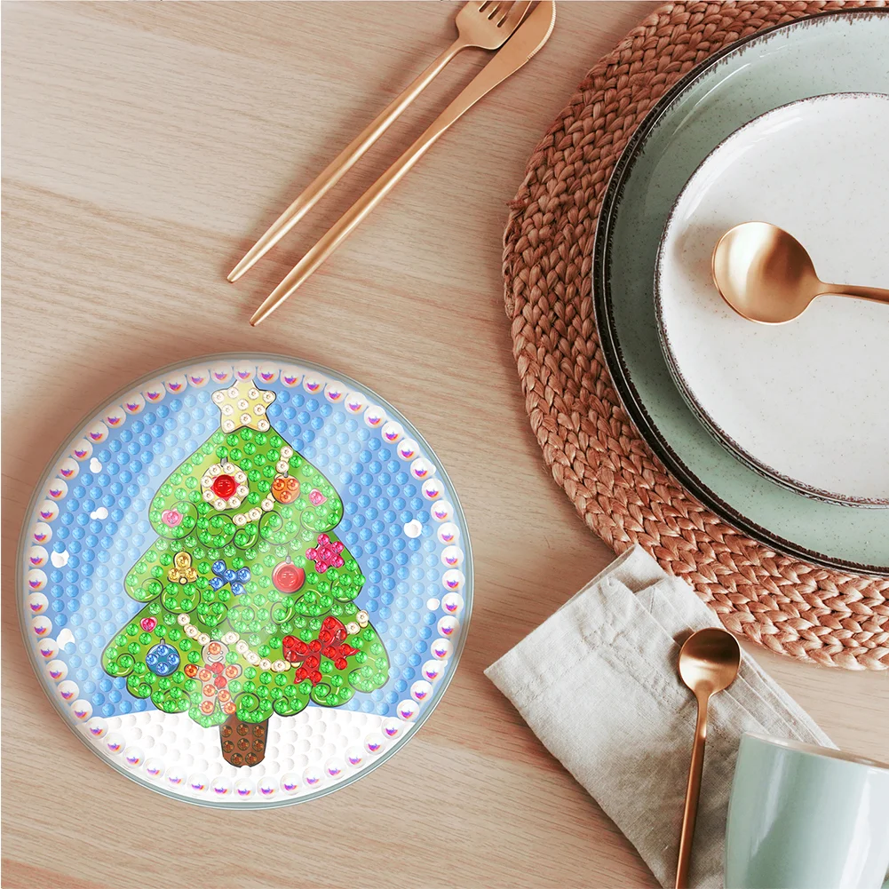 [Upgrade - Waterproof Coaster]6pcs DIY Christmas Coaster Set Holiday Christmas for Adults and Beginners(With Covers)