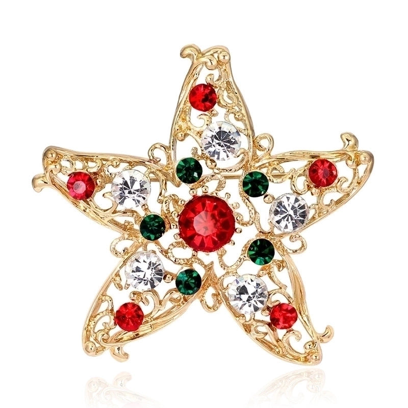 Fashion Pin Santa Claus Star Elk Alloy Plating Rhinestones Women’S Brooches