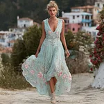 Women's Vintage Bohemian Floral Embroidery Casual Sleeveless Dress - Image 2