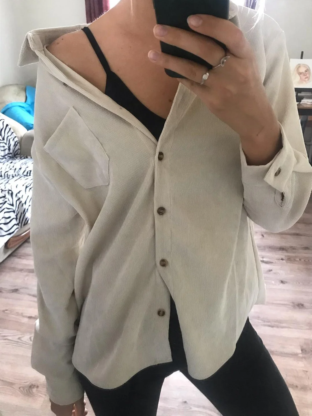 Corduroy Women Blouses Shirts Tunic Womens Tops 2021 Long Sleeve Clothing Button Up Down Loose White New Fashion Design Good