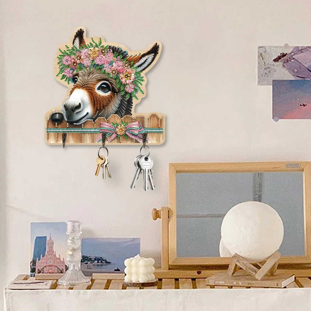 DIY Donkey 3 Hooks Diamond Painting Pet Hook Rail Diamond Art Hanging Hooks