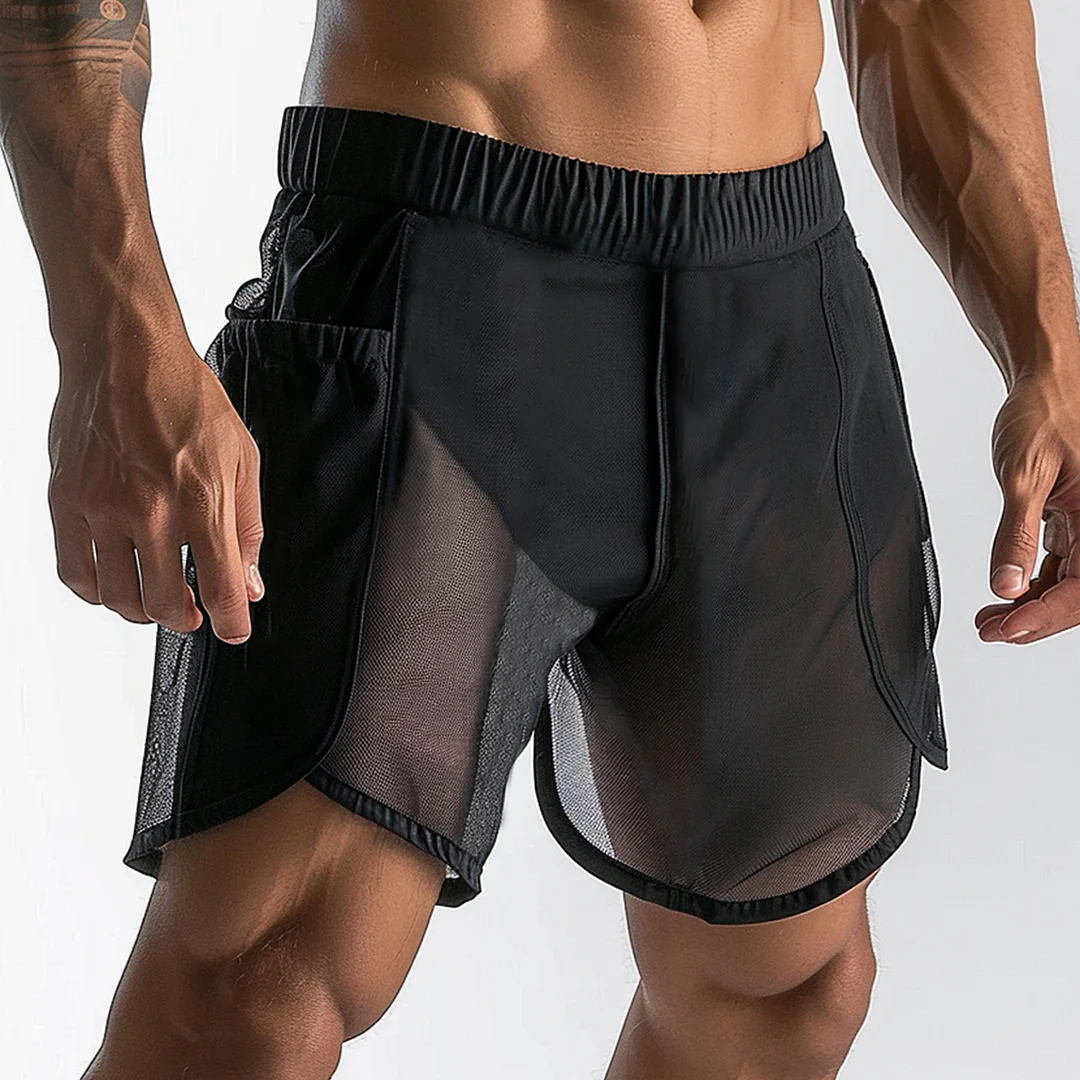 Men's Gym See-through Mesh Shorts-inspireuse
