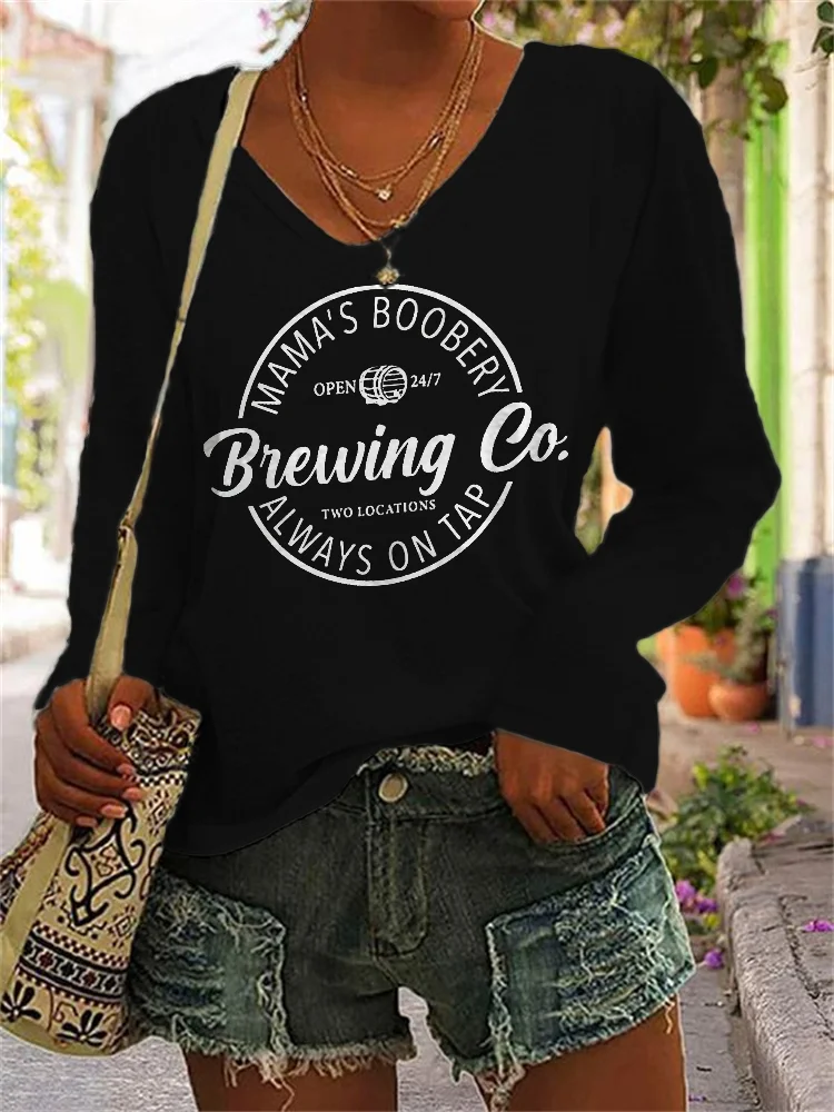 Wearshes Mama's Boobery Brewing Co V Neck T Shirt