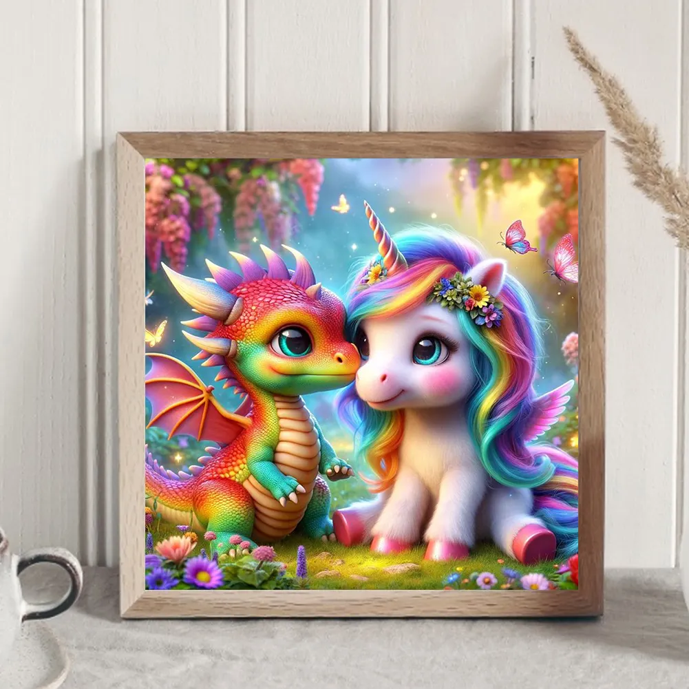 Diamond Painting - Full Round Drill - Rainbow Dragon Pony(Canvas|30*30cm)