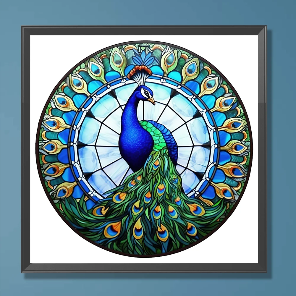 Diamond Painting - Full Round Drill - Stained Glass Peacock(30*30cm)