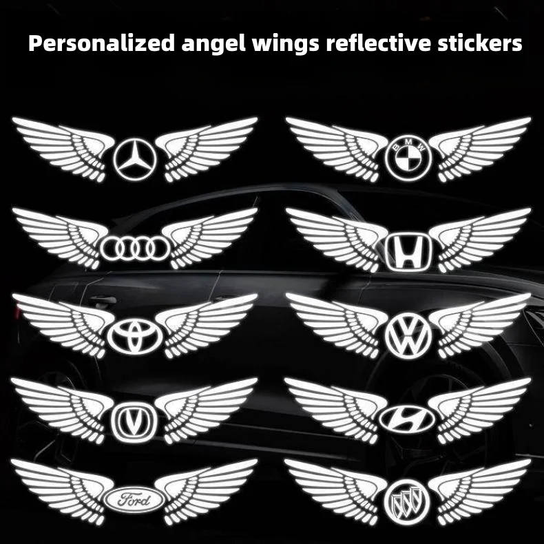 Car Personalized Angel Wings Laser Reflective Sticker