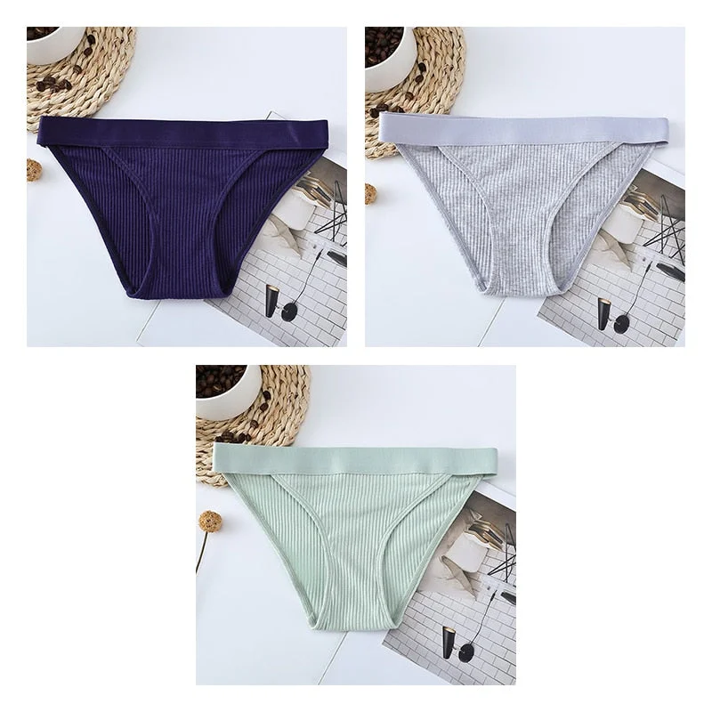 3pcs Cotton Panties Underwear For Women Sports Striped Briefs For Ladies Female Lingerie Woman Intimates Cotton Panties BANNIROU