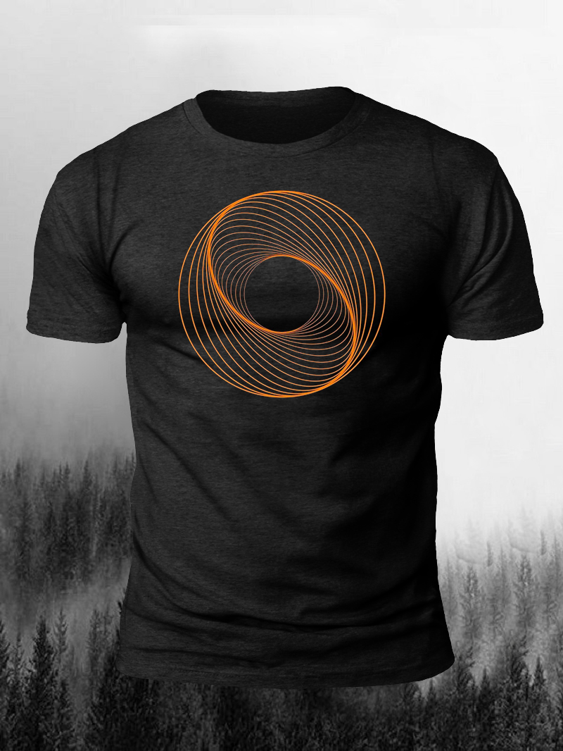 Men's Wireless Loop Print Casual Short Sleeve T-shirt