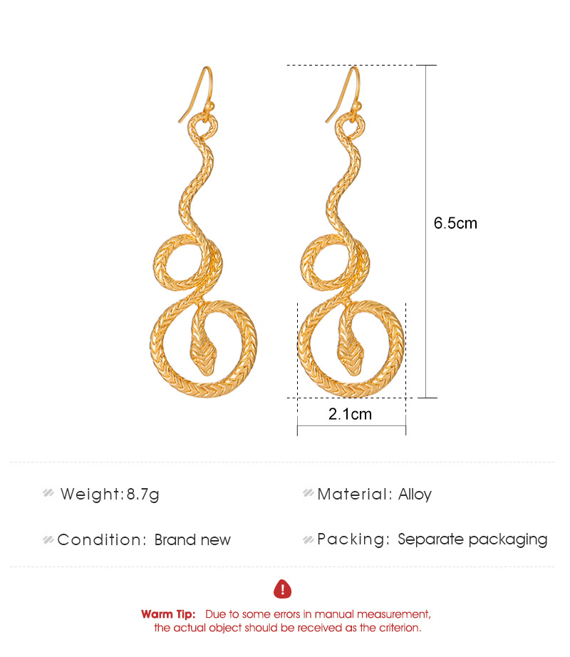 Round Snake Gold-Plated Earrings
