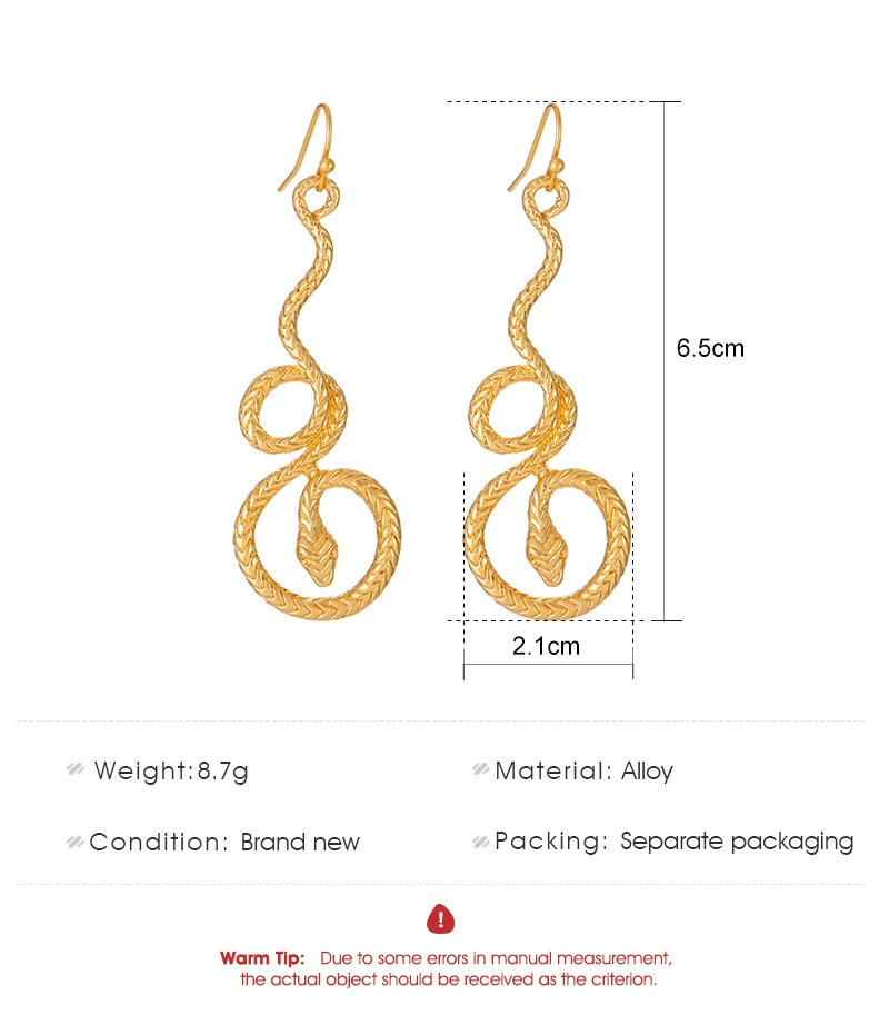 Round Snake Gold-Plated Earrings