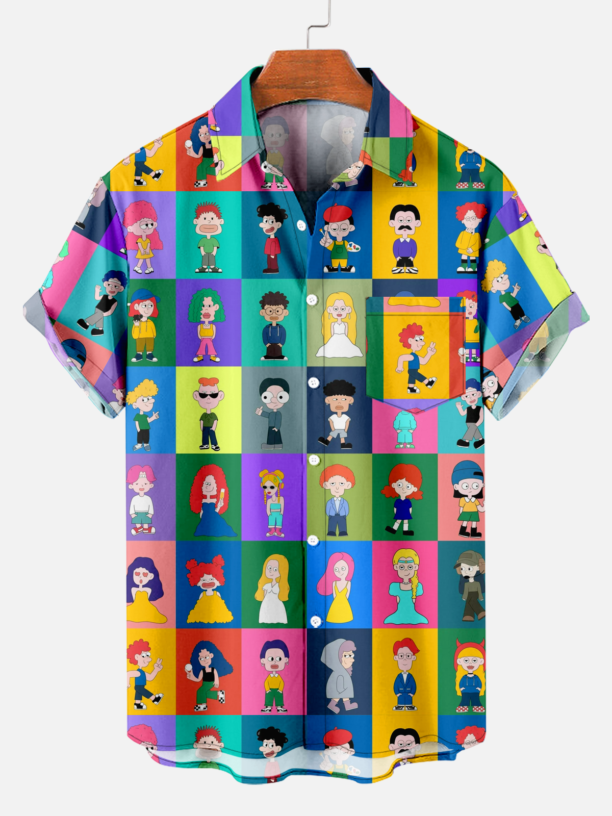 Men's cartoon print shirt PLUSCLOTHESMAN