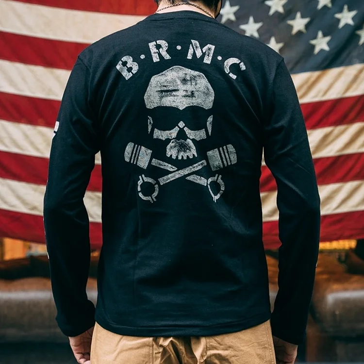 TMC2147 THE WILD ONE Movie BRMC Skull Long Sleeve T-Shirt