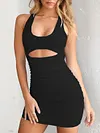 Solid Color Sleeveless Mini Dress