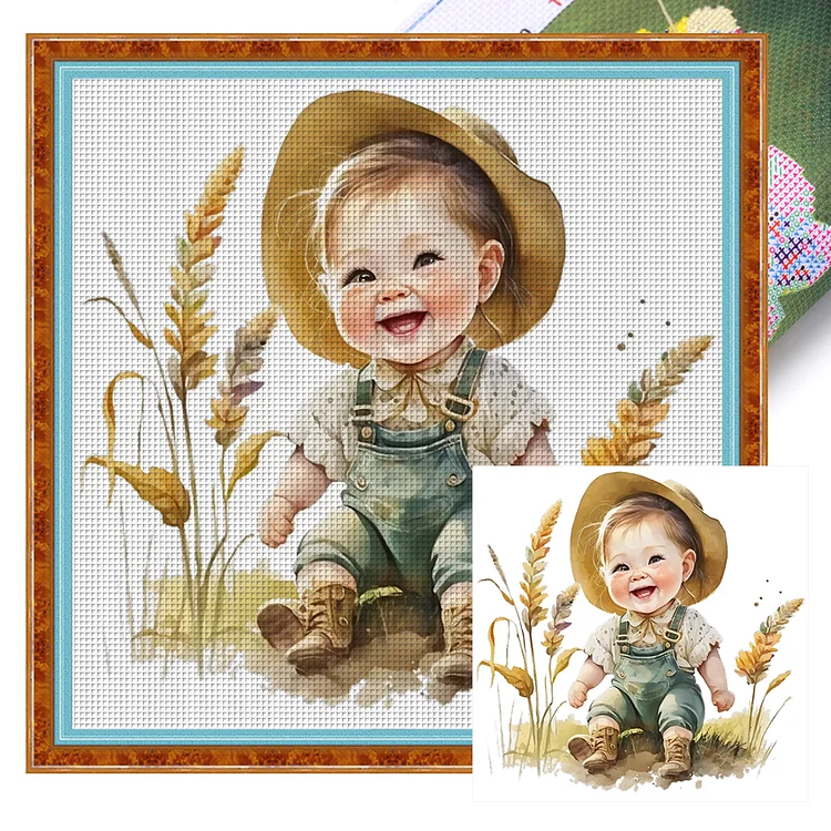 Farm Baby - Printed Cross Stitch 18CT 25*25CM