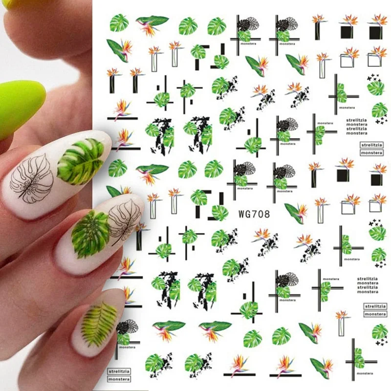 Dandelion Flower 3D Nail Stickers Women Face Abstract Butterfly Image Sexy Girl Christmas Slider Design Polish Nails Art Decals-Nail Inspo