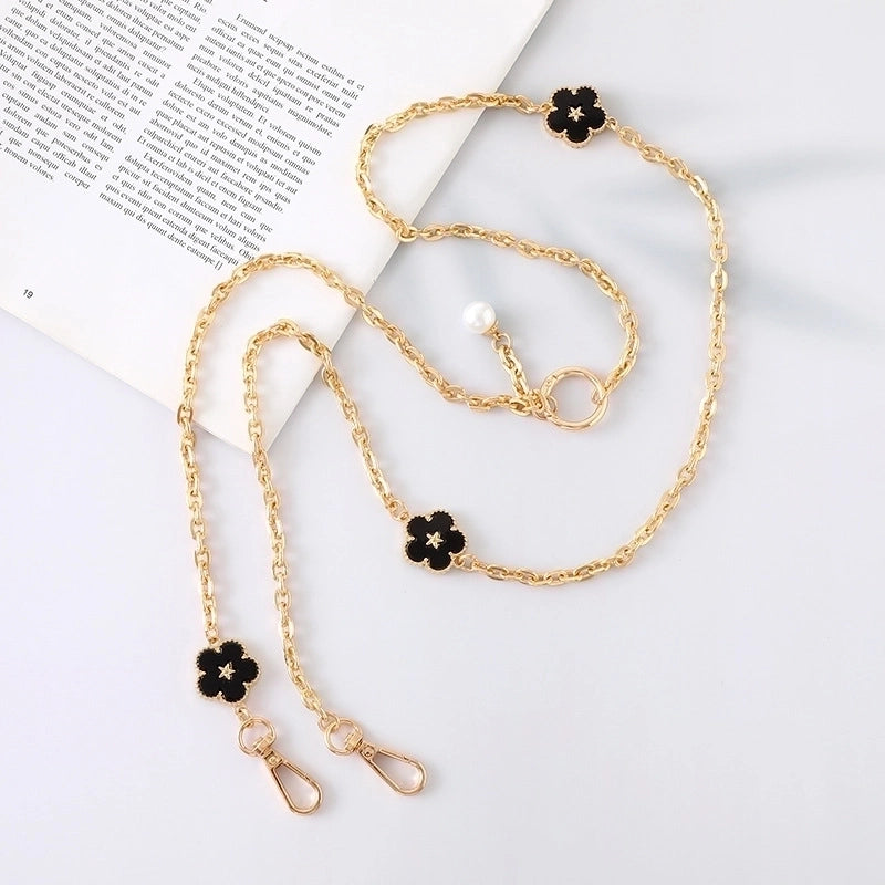 IG Style Sweet Minimalist Flower Metal Inlay Pearl Shell Mobile Phone Lanyard