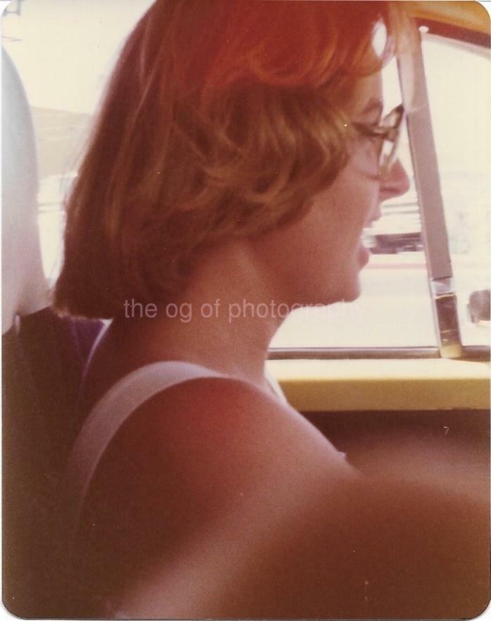 CAR GIRL Color FOUND Photo Poster painting WomanOriginal Snapshot VINTAGE 010 8 Q