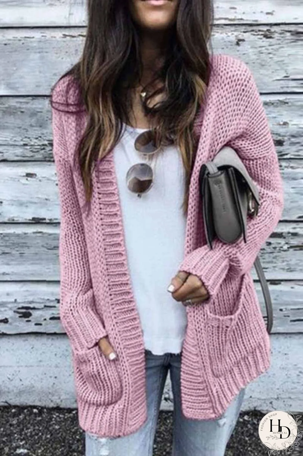 Solid Loose Sleeve Sweater Cardigan