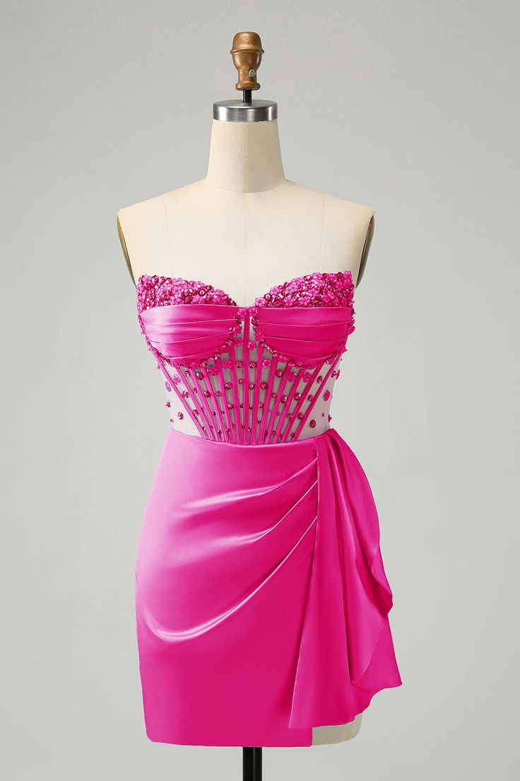 Lvs&Broner Strapless Sleeveless Pleated Short Homecoming Dress With Beading