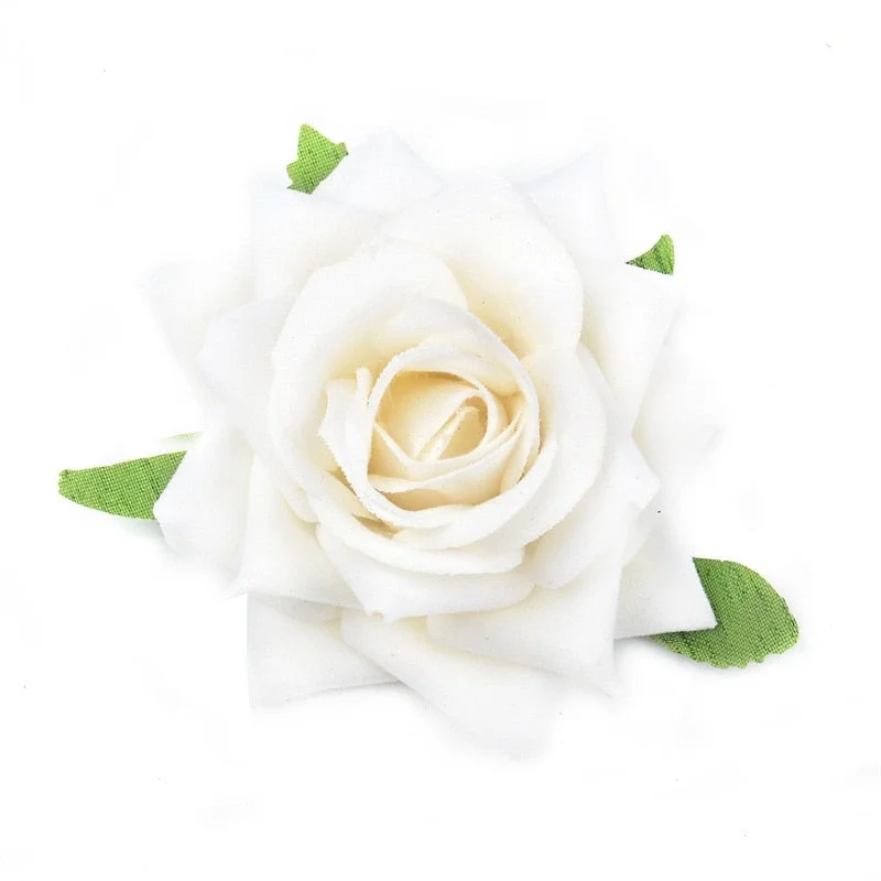 100pcs 6cm Flannel Corner Rose Artificial Flower Heads For Home Wedding Car Decorative DIY Scrapbooking Fake Flower Wall Crafts