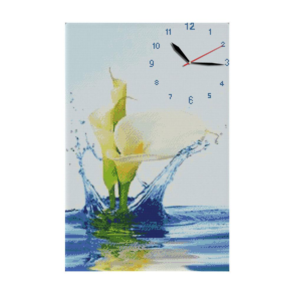 

Calla Lily Clock - 14CT Stamped Cross Stitch - 37*54cm, 501 Original