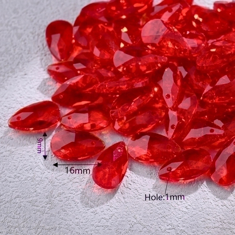 10 PCS/Package 9*16mm Hole 1~1.9mm Glass Electroplate Glass Beads Transparent Glass Beads Water Droplets Transparent Pendant