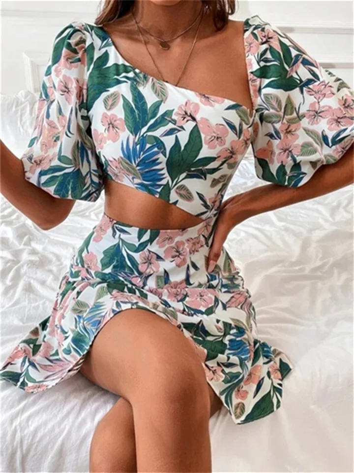 Women's Large Floral Sexy Dress | EGEMISS
