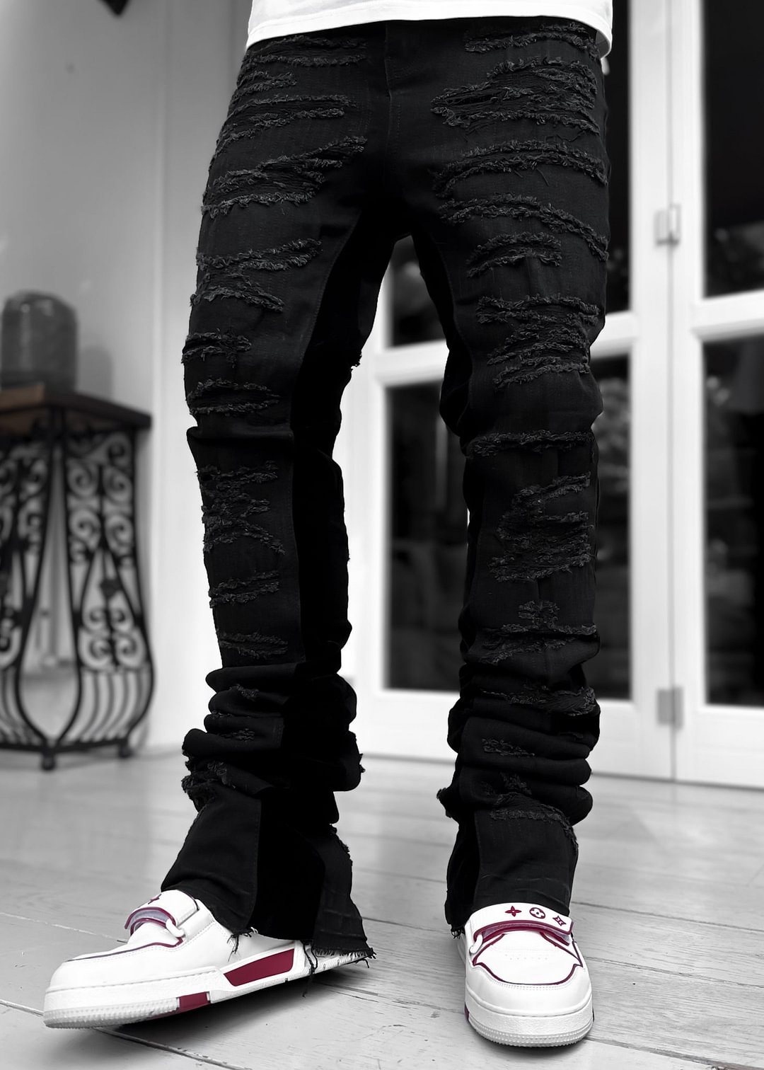 Obsidian Black Velvet Denim