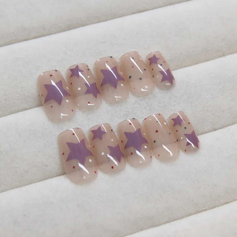 Churchf Churchf Nail Solid Color Removable Nail Nail Nail Patch Star Nail Simple Fake Nail 30 Pieces