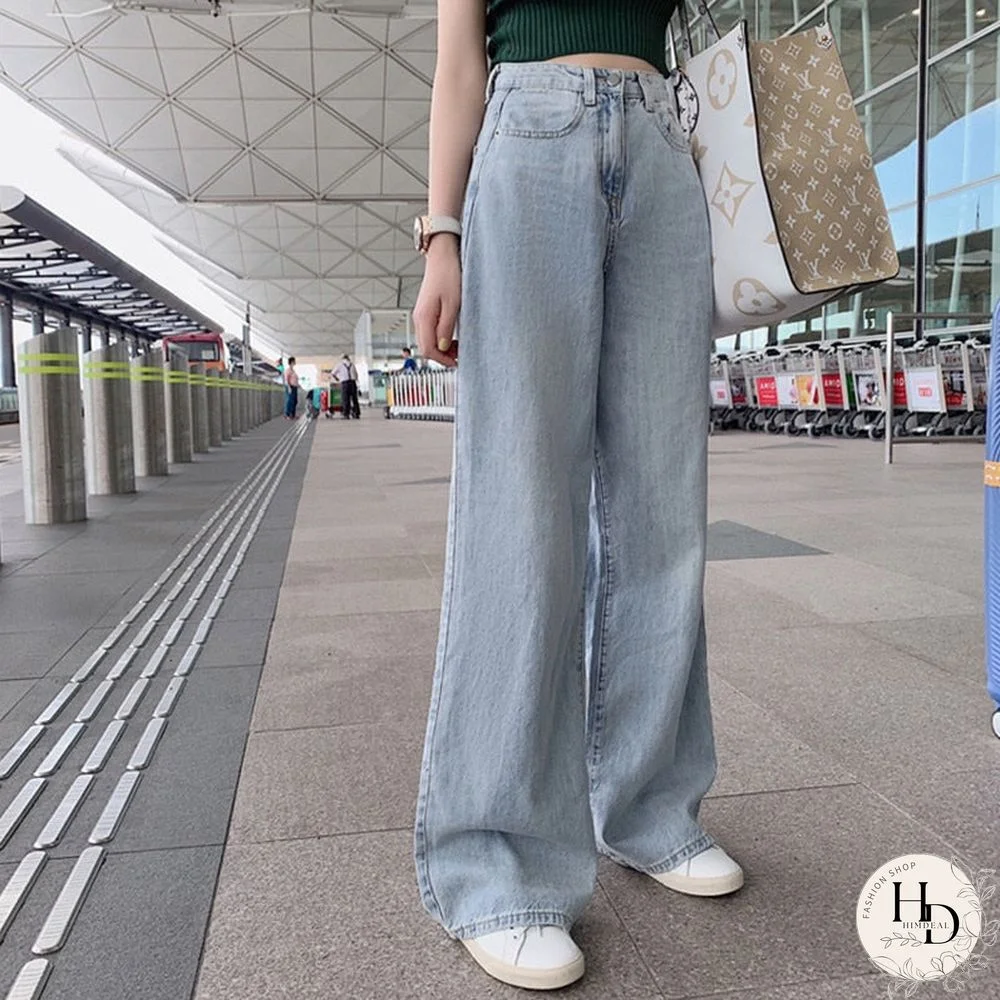 Woman Jeans High Waist Clothes Wide Leg Denim Clothing Blue Streetwear Vintage Quality Fashion Harajuku Straight Pants