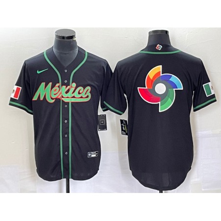 Men's Mexico Baseball 2023 Black World Baseball Classic Team Big Logo Stitched Jersey F15G